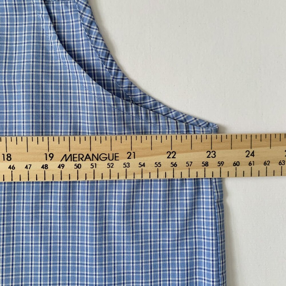 Vintage Alia Sleeveless Button Up Plaid Dress Shirt Blue Coastal Grandma Preppy - Picture 9 of 12